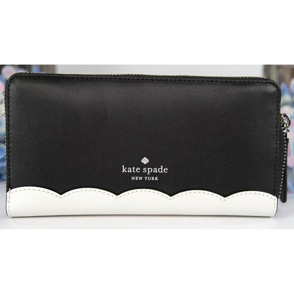 Kate Spade Black Leather Frosty Penguin Large Zip Around Lacey Wallet NWT - Picture 5 of 8
